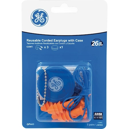 Ge Silicone Earplugs, 3 PK GP445